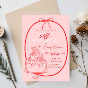 Convites Borda Retroativa Whimsical 50ª Festa de aniversári