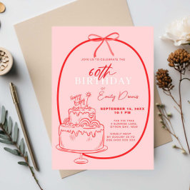 Convites Borda Retroativa Whimsical 60ª Festa de aniversári