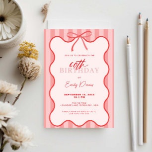 Convites Borda Retroativa Whimsical 60ª Festa de aniversári