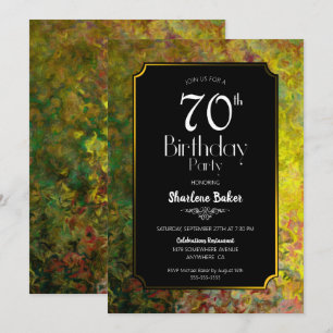 Convites Borda Verde e Dourada Preto 70º Aniversário