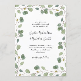 Convites Borda Verde Simples Eucalyptus | Casamento