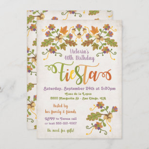 Convites Bordado de Arte Folk Mexicano Fiesta Aniversário