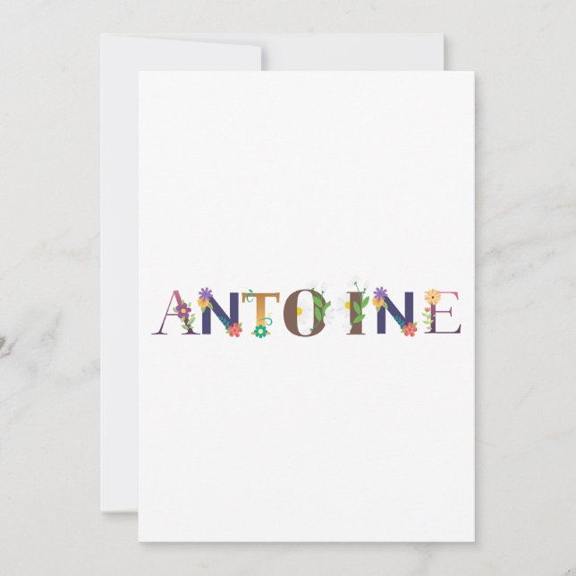 Convites Bordado Elegante de Nome ANTOINE (Frente)