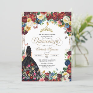 Convites Bordado Floral Mexicano Borboleta Quinceanera