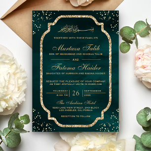 Convites Bordadura Brilhante Dourada Elegante Casamento Muç
