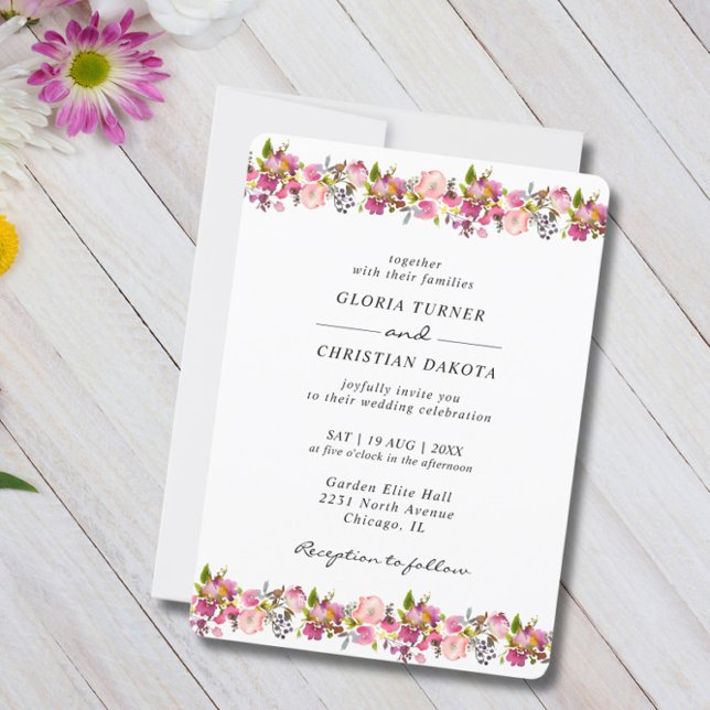 Convites Bordas Arredondadas De Casamento De Fronteira Flor (Criador carregado)