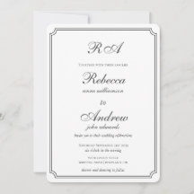 Bordas de monograma elegantes preto e branco casam