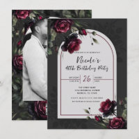 Bordeaux Rosas Vermelhas Sombra Cinza Floral Anive