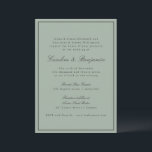 Convites Border Script Elegant Wedding Olive Gray RSVP<br><div class="desc">This wedding invitation features a dusty sage green background,  soft black refined serif lettering,  and a clean border.</div>