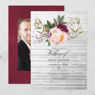 Convites Bordô - Casamento Floral Rústico com Marsala e Pês
