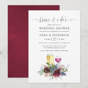 Convites Bordô e floral naval Brindes antes dos Eu Aceito