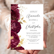 Bordô Floral Dourado Casamento Rascunho