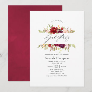 Convites Bordô - Formatura Floral Marsala e Rosé