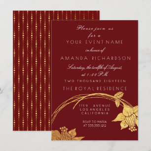 Convites Bordô Marrom Champanhe Dourado Floral Vermelho