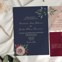 Bordô Naval Floral Casamento de Outono