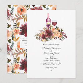 Convites Bordo Peach Floral Wine Provando Foto De Casamento