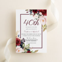 Borgonha Bege Floral 40º Aniversário de Casamento
