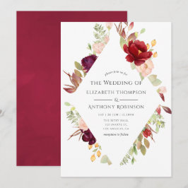 Convites Borgonha - Casamento Floral de Marsala e Blush