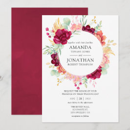 Convites Borgonha - Casamento Floral Marsala e Blush