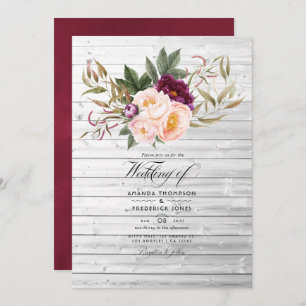Convites Borgonha - Casamento Floral Russo de Marsala e Pea