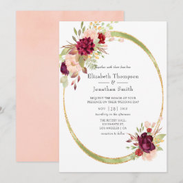 Convites Borgonha - Casamento Geométrico de Marsala e Blush