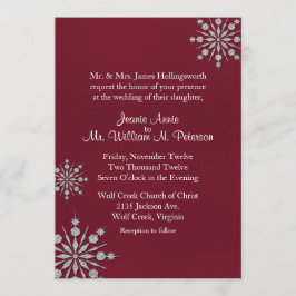 Convites Borgonha com Casamento no inverno de Flocos de Nev