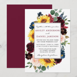 Convites Borgonha de Casamento de Moldura de Mistura de Ág