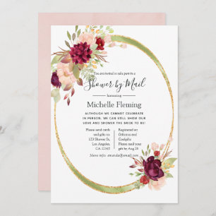 Convites Borgonha e Blush Baby ou Chá de panela por Correio