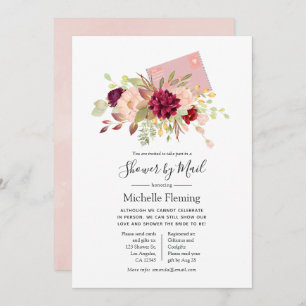 Convites Borgonha e Blush Baby ou Chá de panela por Correio