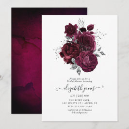 Convites Borgonha e Chá de panela Floral de Prata