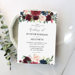 Convites Borgonha e Marinho, Casamento Floral Rosa Esbranqu<br><div class="desc">Prepare seus convidados para o seu maravilhoso casamento com seu Burgundy,  Blush Pink,  e Marinho Floral Wedding Invtions.</div>
