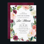 Convites Borgonha e Rua Floral Blush Bat Mitzvah<br><div class="desc">Convide familiares e amigos para o seu evento com este convite para morcegos florais. Apresenta uma coroa aquosa coroa floral de peões, rosas, mães e outras flores de burgundy, blush, marfim e laranja, com sotaque foliar. Este convite floral é perfeito para o outono ou para o outono do morcego mitzvahs....</div>