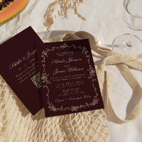 Borgonha Floral Dinheiro Antigo Boho Código QR Cas