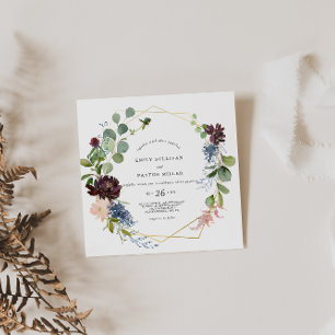 Convites Borgonha floral e casamento das hortaliças