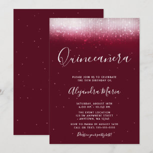 Convites Borgonha Glam Quinceañera