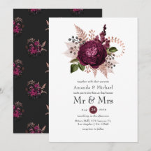 Borgonha - Marsala e Casamento Floral Dourado Rosa