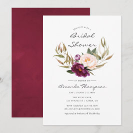 Convites Borgonha - Marsala e Peach Floral Chá de panela