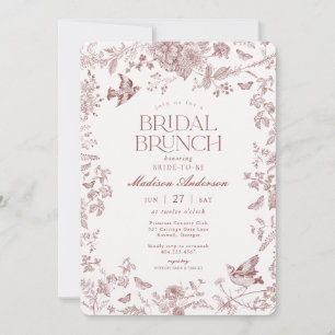 Convites Borgonha Toile De Jouy Floral Brunch Nupcial de Ou
