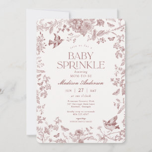 Convites Borgonha Toile De Jouy Floral Francês Chuveirinho