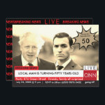 Convites Boris Johnson 50th Birthday Mens Notícias Engraçad<br><div class="desc">50º Aniversário Biden Men's Funny Breaking News TV Gráfico Boris Johnson celebrando um aniversário. As grandes notícias estão a dar-se. Texto totalmente editável e fácil de alterar. Mude a foto e o texto para se adequar à ocasião. Excelente para Formandos, anúncios de casamento, aniversários, notícias de bebês e quase tudo...</div>