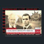 Convites Boris Johnson 50th Birthday Mens Notícias Engraçad<br><div class="desc">50º Aniversário Biden Men's Funny Breaking News TV Gráfico Boris Johnson celebrando um aniversário. As grandes notícias estão a dar-se. Texto totalmente editável e fácil de alterar. Mude a foto e o texto para se adequar à ocasião. Excelente para Formandos, anúncios de casamento, aniversários, notícias de bebês e quase tudo...</div>