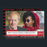 Convites Boris Johnson's 50th Birthday Funny TV News<br><div class="desc">50º Aniversário das mulheres Engraçadas Notícias de Últimas Notícias Gráfico As grandes notícias estão começando. Texto totalmente editável e fácil de alterar. Mude a foto e o texto para se adequar à ocasião. Excelente para Formandos, anúncios de casamento, aniversários, notícias de bebês e quase tudo que você quer promover. Foto...</div>