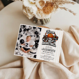 Convites Born 2 Basketball Sports Themed Boy 2nd Birthday 