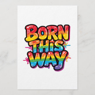 Convites Born This Way – Bold Rainbow Pride Quote for LGBTQ