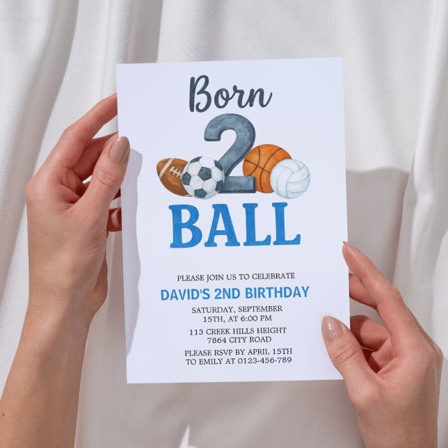 Convites Born To Ball Sports Second Birthday  (Criador carregado)