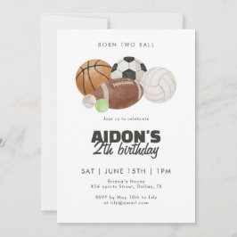 Convites Born Two Ball Sports Balls 2nd Birthday Party Kids