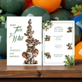 Convites Born Two Be Wild Baby Safari Birthday Party