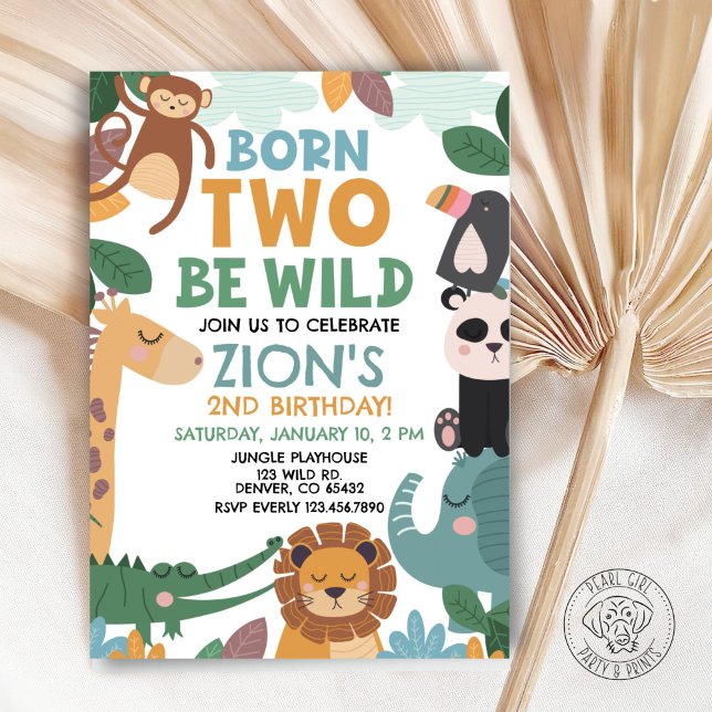 Convites Born TWO Be Wild Birthday (Criador carregado)