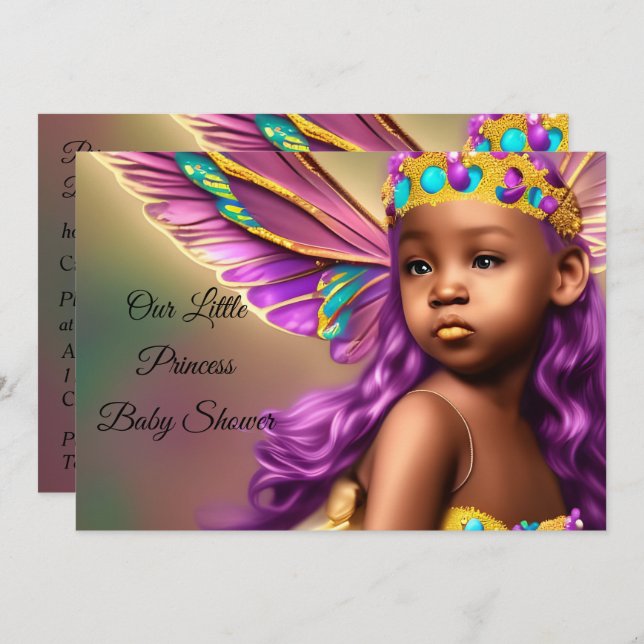 Convites Borracha Chá de fraldas da Princesa Étnica (Frente/Verso)