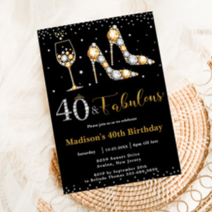 Convites Borracha de 40 e fabulosa salto alto aniversário 